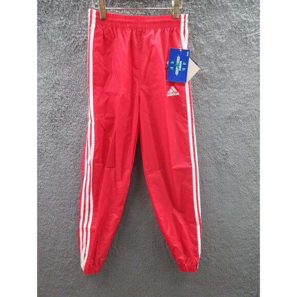 NWT Rare 90s Adidas TEAM Vintage Nylon Red Track Pants Youth Medium - Picture 1 of 15